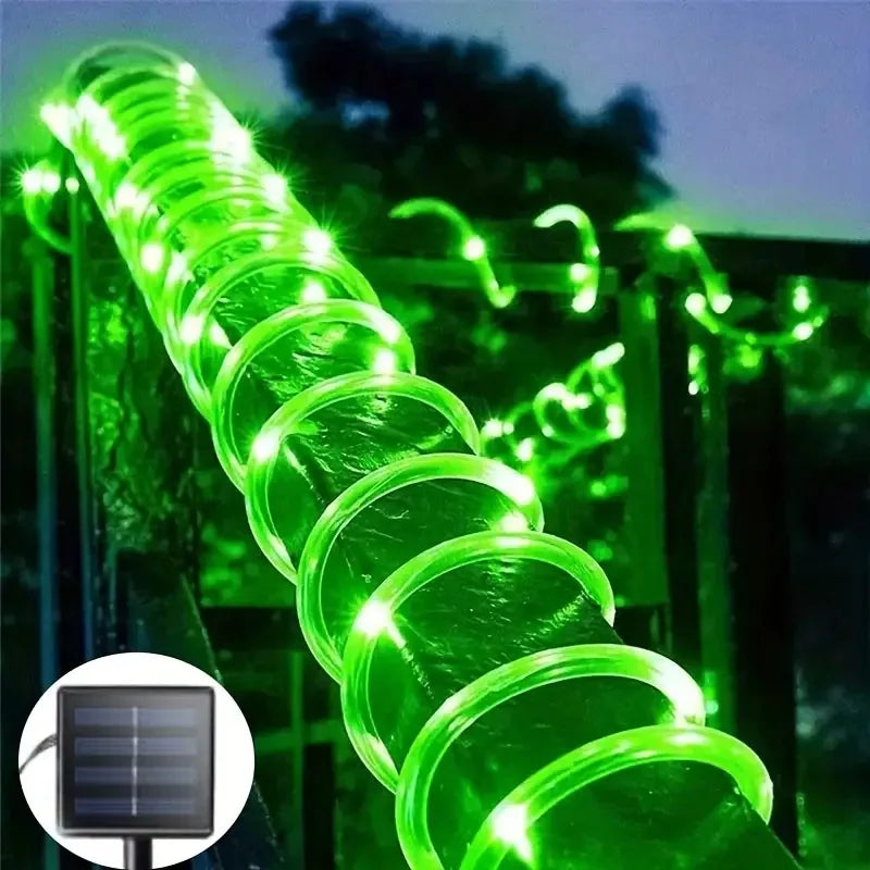 Tira de luces solares LED, luces para caminos, terrazas, jardín, exteriores, guirnalda de luces solares, iluminación exterior impermeable, 8 modos de luz