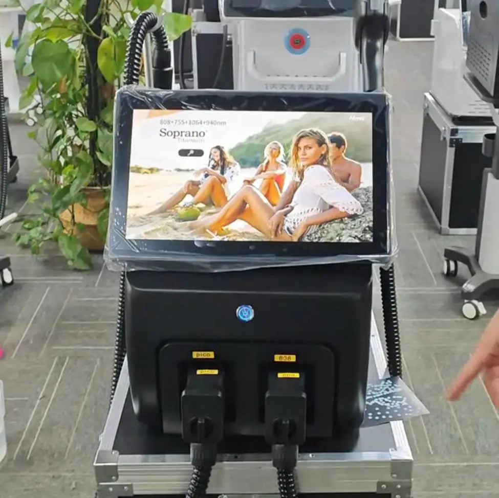 Máquina Láser Pico Profesional 2 en 1 |   Longitud de onda de 755nm y 1064nm para Eliminación de Tatuajes y Depilación Permanente |   Sistema de Enfriamiento por Hielo