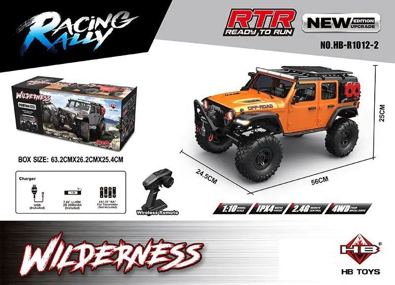 HB 1/10 R1011 Wrangler RC actualizado 4WD 2,4G eléctrico con cabrestante tres configuraciones escalada vehículo todoterreno modelo juguete para adultos