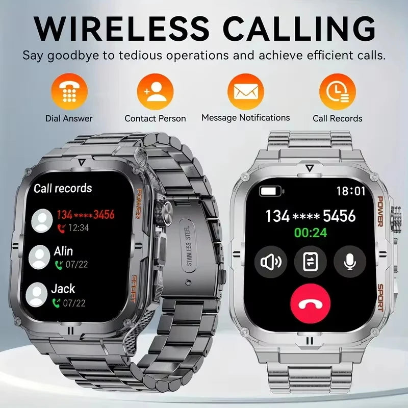 Reloj inteligente para hombre 2026, linterna LED, resistente al agua IP68, reloj deportivo para exteriores, monitoreo de salud, rastreador de actividad física para iOS y Android