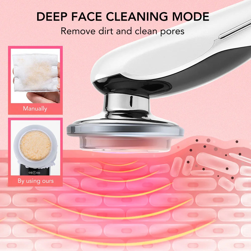 Dispositivo de Estiramiento Facial 7 en 1, microcorriente EMS, rejuvenecimiento de la piel, LED, masajeador reafirmante para el cuello, aparato de cuidado de belleza Facial