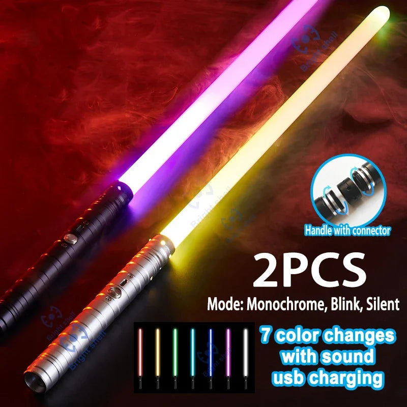 Juguete de sable de luz láser de metal, sable de luz RGB con 15 cambios de color, sonidos, efectos Force FX, FOC, juguete bláster, regalo de espada láser Jedi