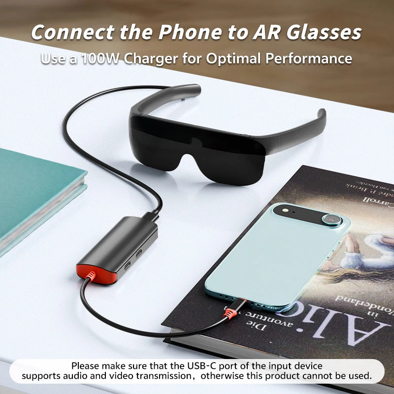 Hub USB-C 4K60Hz para Switch 2/Oled, Adaptador de Gafas AR Tipo C 2K120Hz, Estación de Acoplamiento de 10Gbps y 100W para iPhone 18, Steam Deck y Portátil