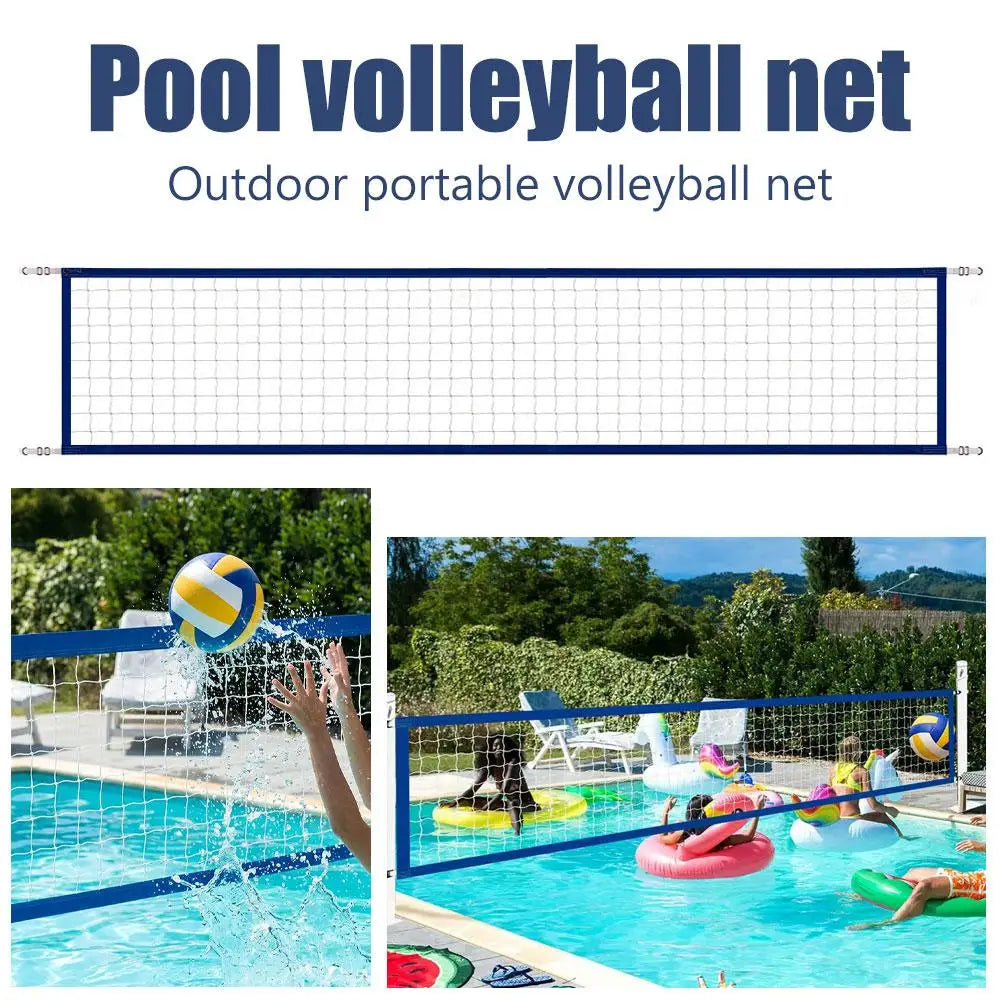 Red de voleibol portátil de nailon para piscina, plegable y ajustable, malla de repuesto para juego de voleibol acuático con borde azul para piscina