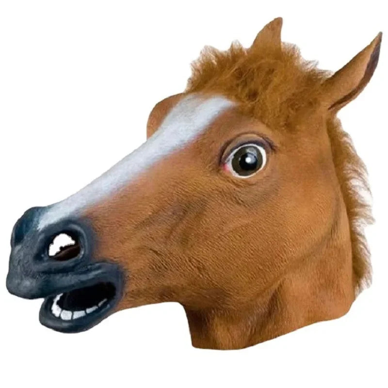 Máscara De caballo blanco para adultos, cabeza De caballo De baile para niña, máscaras De animales De látex, novedad, disfraces De Halloween, tocado, máscara De látex