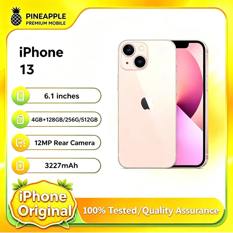 iPhone 13 reacondicionado 98%, 4GB RAM, 128GB/256GB ROM, versión de EE. UU. desbloqueada, 1 SIM física + 1 eSIM, 6.1 pulgadas, cámara dual de 12MP, iOS, Face ID