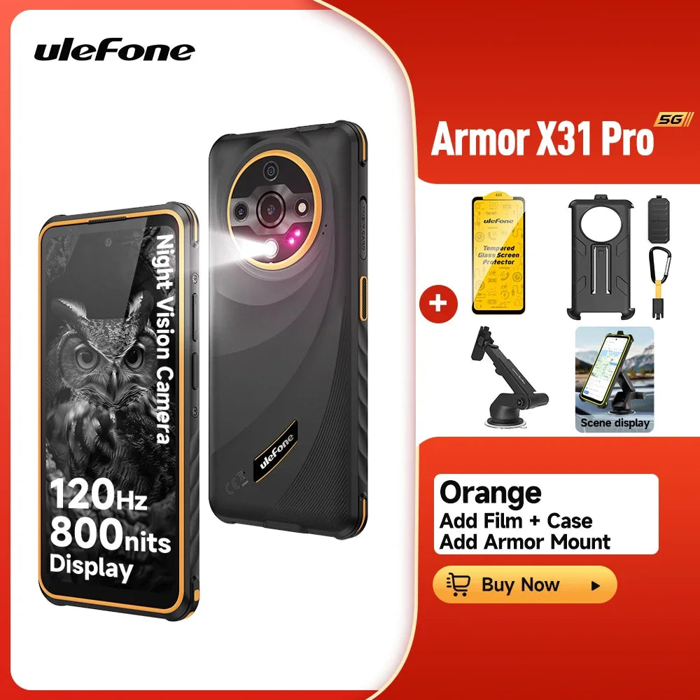 Teléfono resistente Ulefone Armor X31 Pro 6,56'' Hasta 16GB+256GB 6050mAh NFC Smartphone Android 14