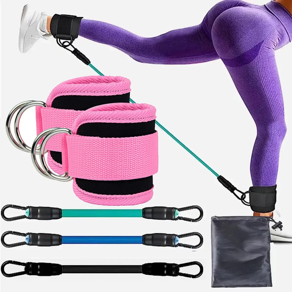Juego de Bandas de Resistencia con Correas para Tobillos, Equipo de Ejercicio, Pesas para Tobillos, Banda Elástica de Yoga para Gimnasio, para Hombre y Mujer
