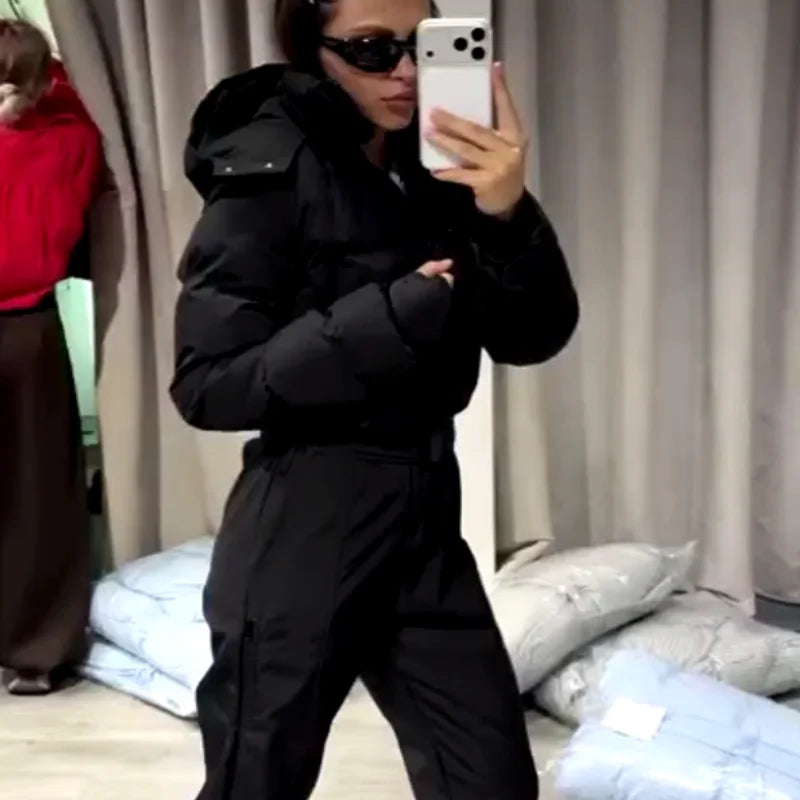 Traje de esquí con capucha y cremallera para mujer, mono de snowboard de una sola pieza, ropa deportiva para mujer, estilo casual, moda urbana, otoño e invierno, novedad.