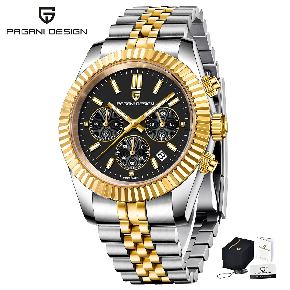 PAGANI DESIGN Nuevo Reloj de Cuarzo para Hombre de 40MM, Japón VD53, Cristal de Zafiro, Acero Inoxidable, Impermeable, Reloj de Pulsera Luminoso C3 con Fecha