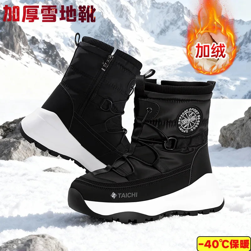 Botas de invierno 2026 para mujer y hombre, botas de nieve cálidas con suela gruesa de felpa, impermeables, antideslizantes, resistentes al viento, para viajes al aire libre y esquí.