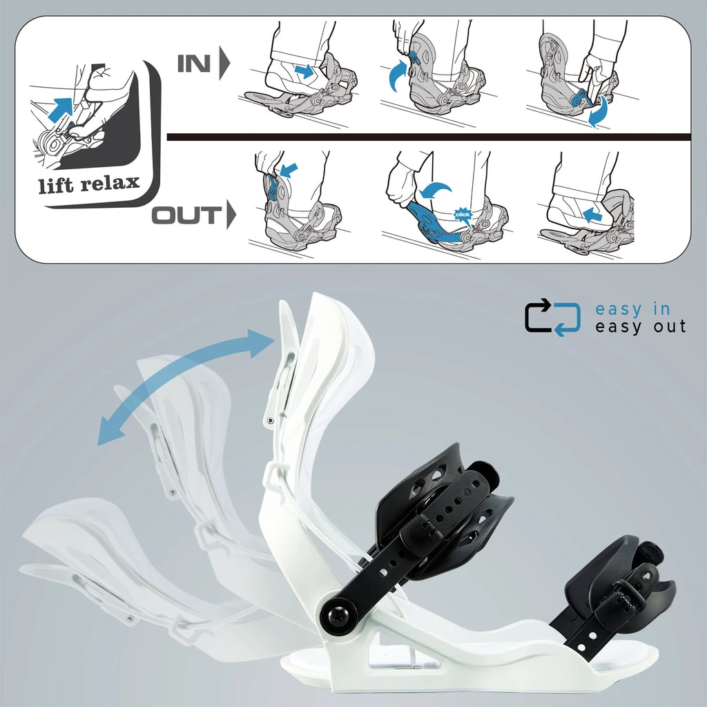 Fijaciones de Snowboard XCMAN All Mountain Freeriding Quick, Alta Flexibilidad, Compatibles con 4x4 o EST/Channel