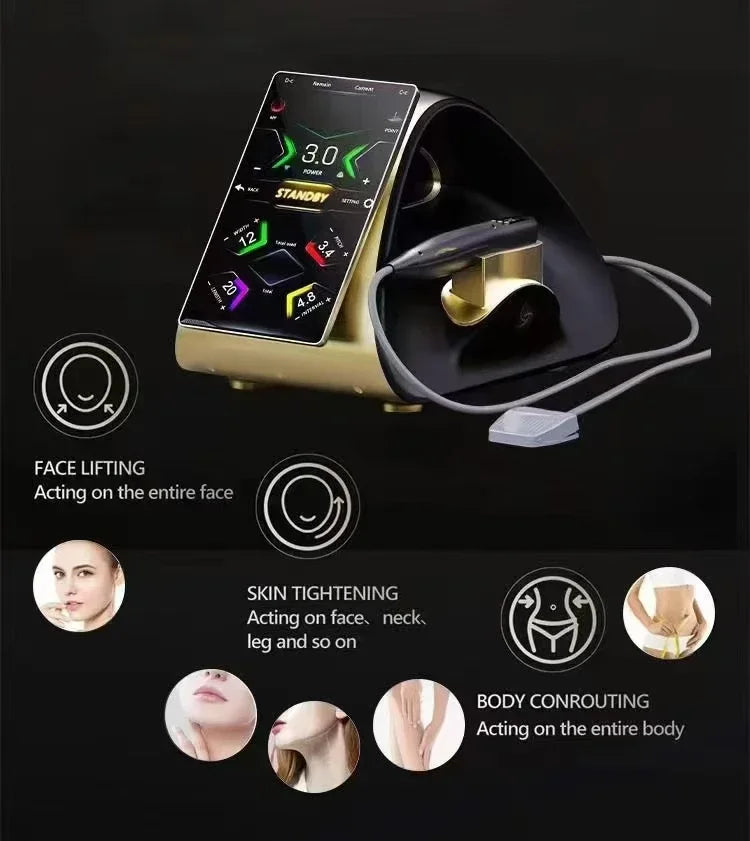 Máquina HIFU 22D‑MAX con aplicadores RS 13D y 18D para lifting facial, antienvejecimiento, modelado corporal, reducción de grasa, equipo profesional de belleza para salones.
