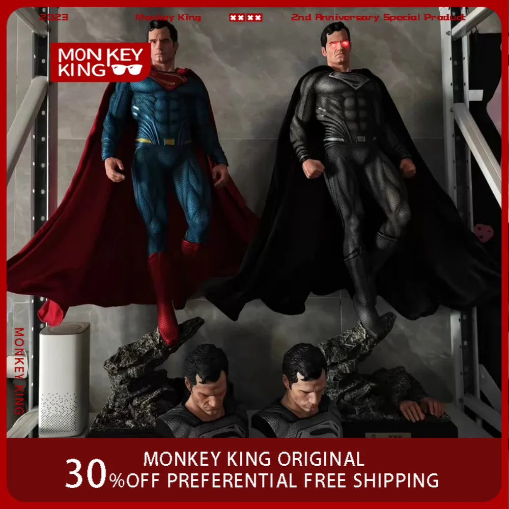 1/3 Superman Anime Figure black Superman Double headed replaceable Peripheral Resin Statue Desktop Decorate Ornaments Gifts Toys