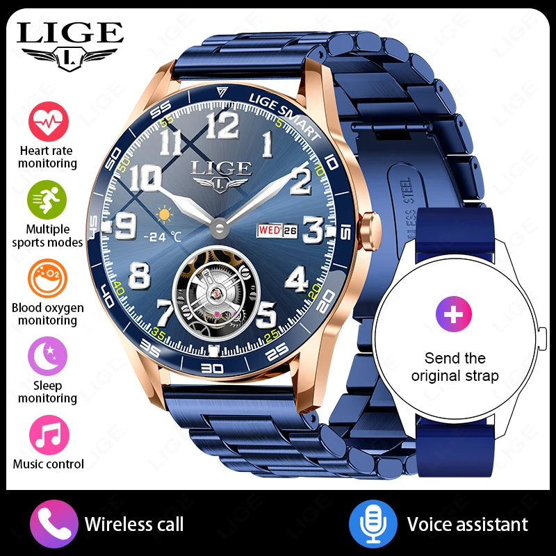 LIGE 2026 New Smartwatch Men 1.38" HD Bluetooth Call Heart Rate Monitor Waterproof Sport Smart Watch Women For Android iOS Phone