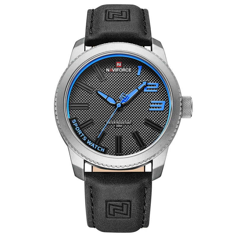 Reloj NAVIFORCE de marca de lujo con fecha, movimiento japonés, cuadrado, para hombre, de cuarzo, casual, militar, deportivo, de cuero