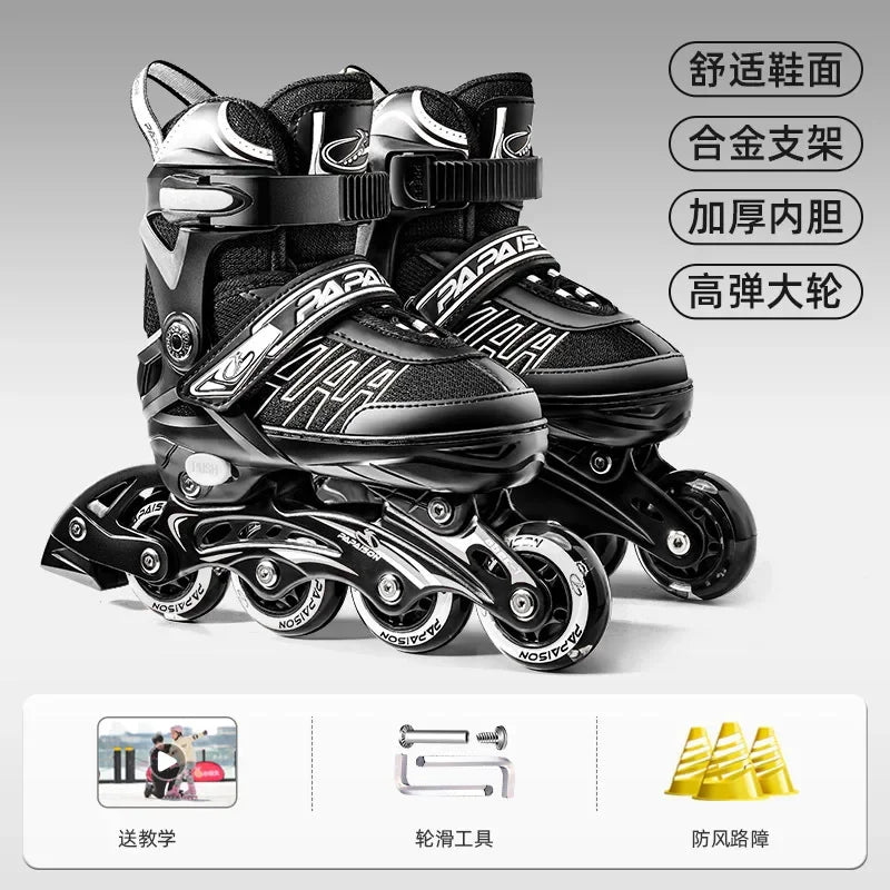 Zapatos de patín en línea ajustables, zapatillas deslizantes intermitentes profesionales, patinaje de velocidad para carreras al aire libre, zapatos de 4 ruedas, regalos