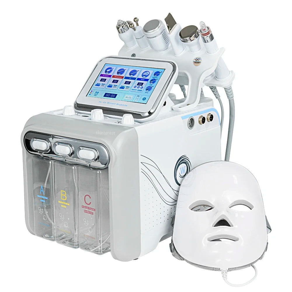 Skinterest 7 en 1 máquina de burbujas pequeñas de oxígeno y agua Hydra agua dermoabrasión instrumento de belleza Spa Facial cuidado de la piel limpieza de la piel
