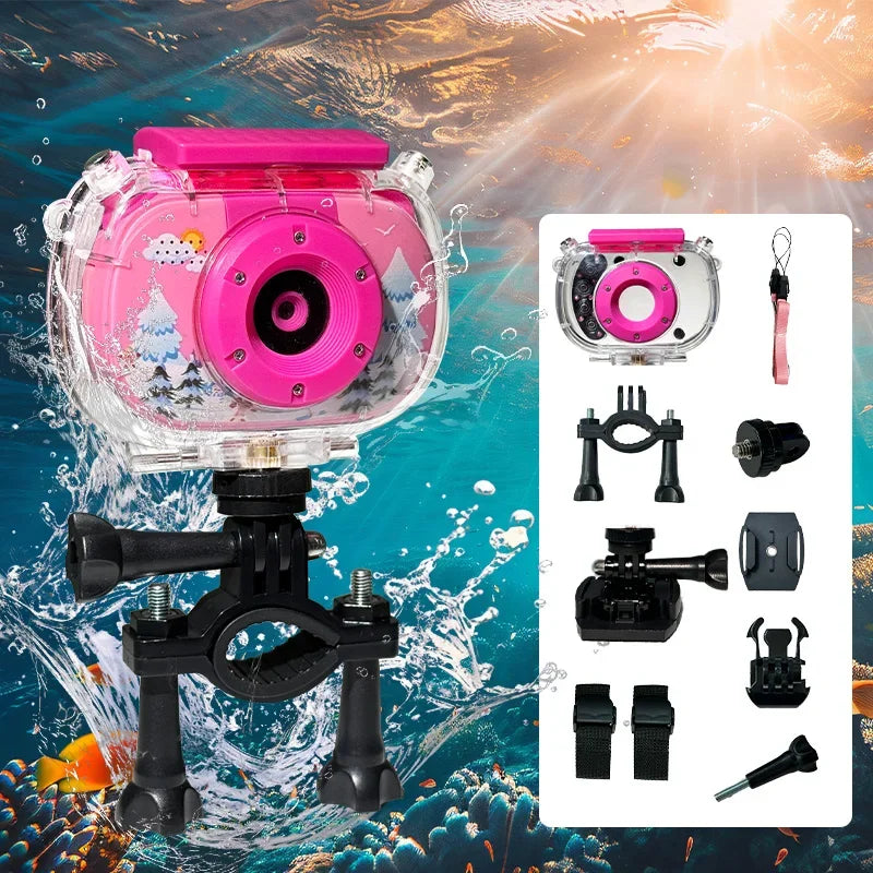 Cámara Impermeable para Niños, Cámara Digital Subacuática de 20MP, 1080P, Zoom Digital 10X, Pantallas, Cámara Digital Impermeable
