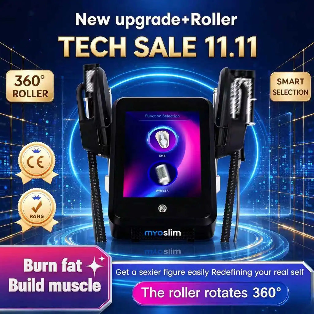Máquina de Belleza 2 en 1 con Rodillo EMS de 200 Hz para Reducción de Celulitis, Rodillo de Bolas Interno de 360 Grados con Infrarrojos y Vacío para Masaje