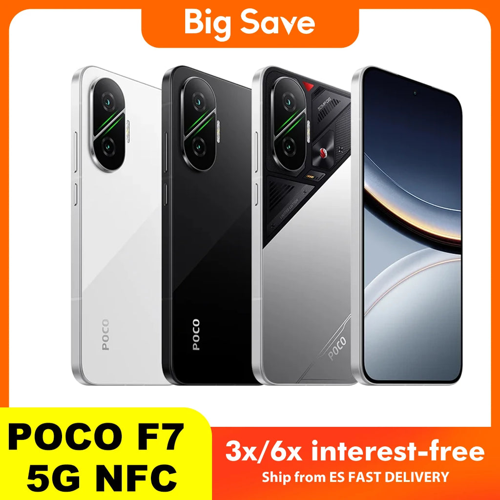 Smartphone POCO F7 5G NFC 12GB 512GB Snapdragon 8S Gen 4, batería de 6500mAh, pantalla AMOLED ultrabrillante de 6.83" 1.5K 120Hz, cámara principal de 50MP con OIS