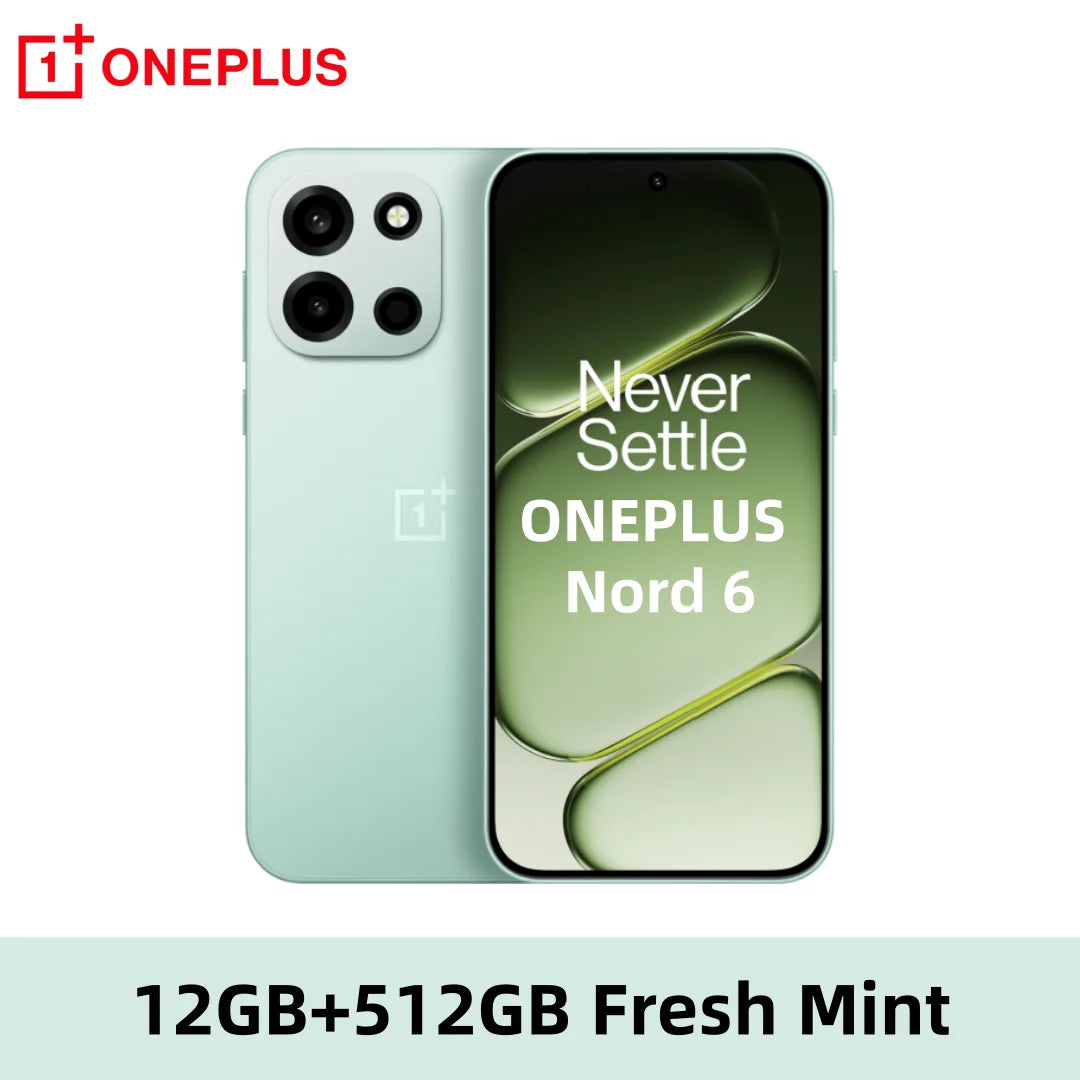 Smartphone OnePlus Nord 6 5G Versión UE, Snapdragon 8s Gen 4, 165Hz, 165FPS, pantalla AMOLED de 6,78”, 7500mAh, carga SUPERVOOC de 80W, cámara principal SONY de 50MP con OIS de "doble eje"