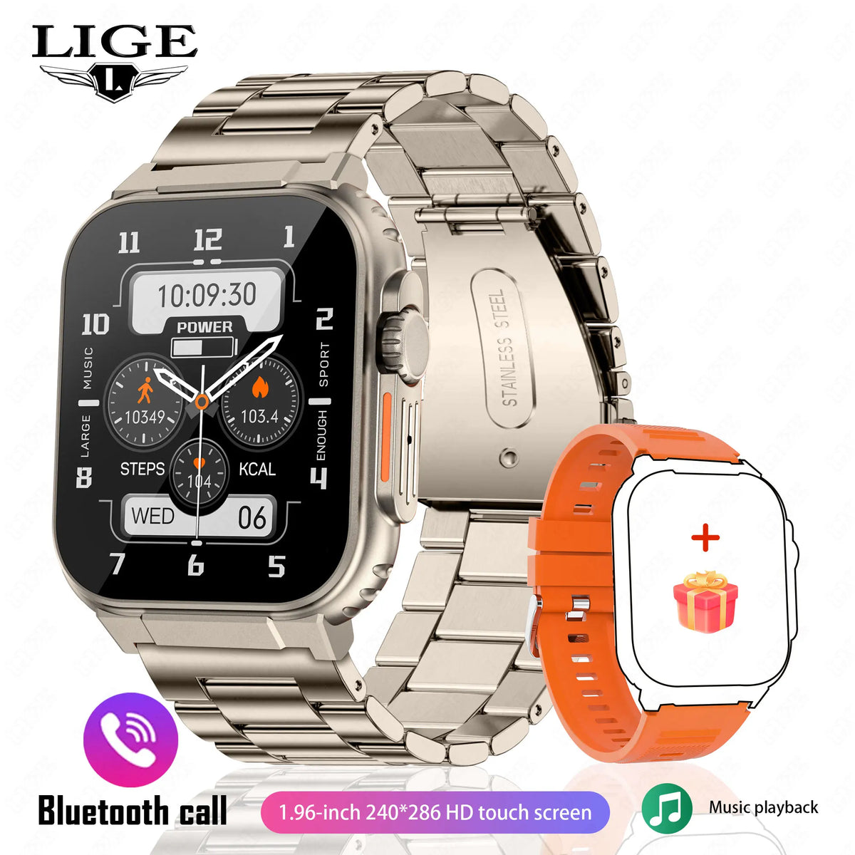 LIGE Nuevo reloj inteligente de 600 mAh para hombre, pulsera de fitness para deportes al aire libre, reloj con presión arterial, resistente al agua IP68, reloj inteligente para Android