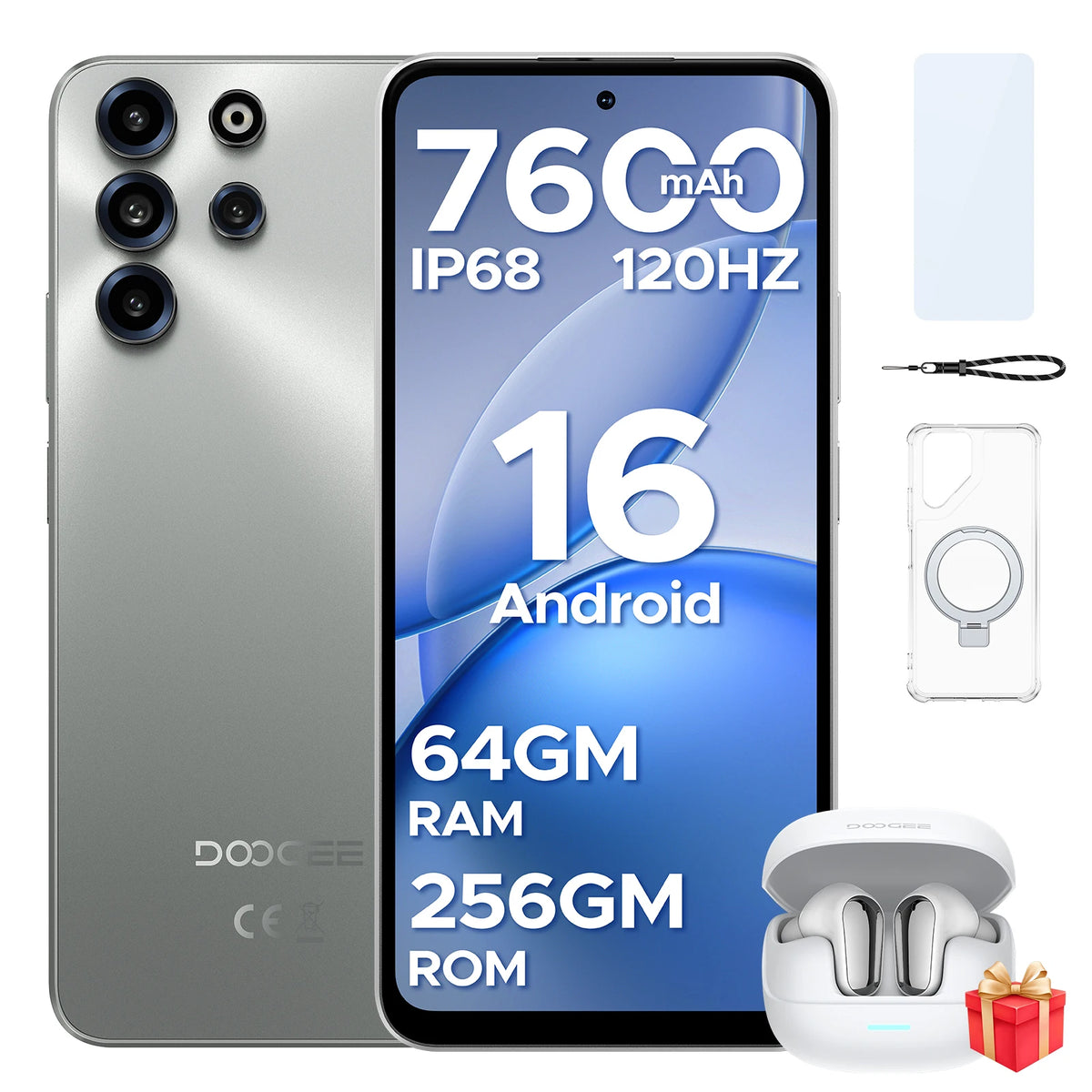 Smartphone DOOGEE B10 Pro 64GB+256GB Pantalla FHD de 6,63” 120Hz IP68 Helio G100 Batería 7600mAh Cámara 64MP Android 16 NFC