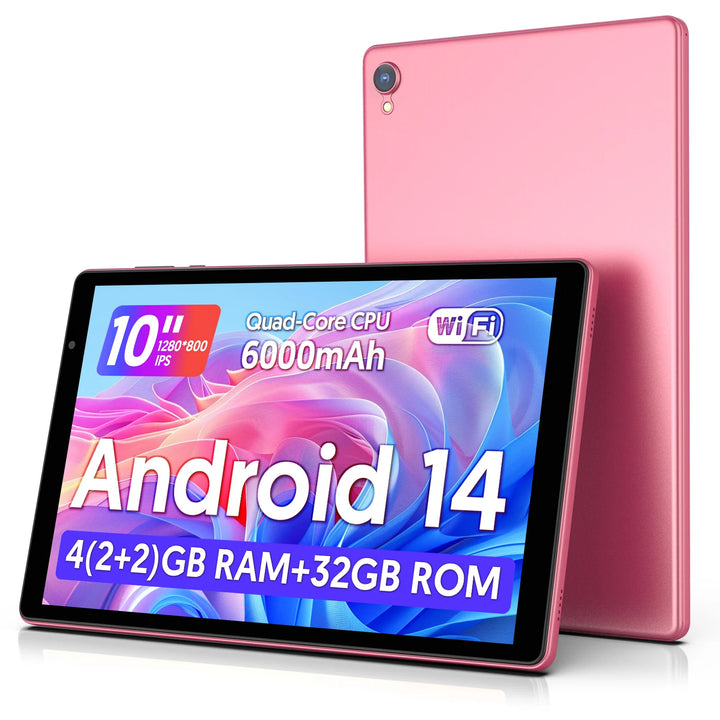 Último tableta Android 14, tableta de 10 pulgadas, procesador de cuatro núcleos, WiFi 5G, 4 GB de ROM + 32 GB de RAM, resolución de 1280*800, batería de 6000 mAh