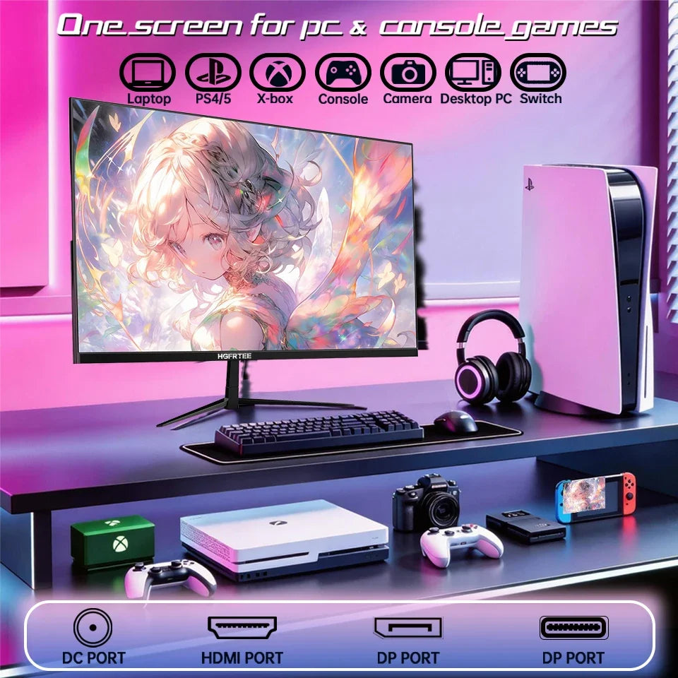 Monitor de pantalla plana UHD 4K de 32 pulgadas HGFRTEE, panel VA de 3840x2160, AMD FreeSync, pantalla de juegos sin marco con luz azul baja y VESA