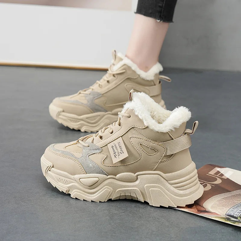 Nuevas Botas de Nieve de Invierno para Mujer, Botas Altas con Forro de Peluche Cálido, Zapatillas Cómodas e Impermeables, Calzado Femenino de Moda 2026