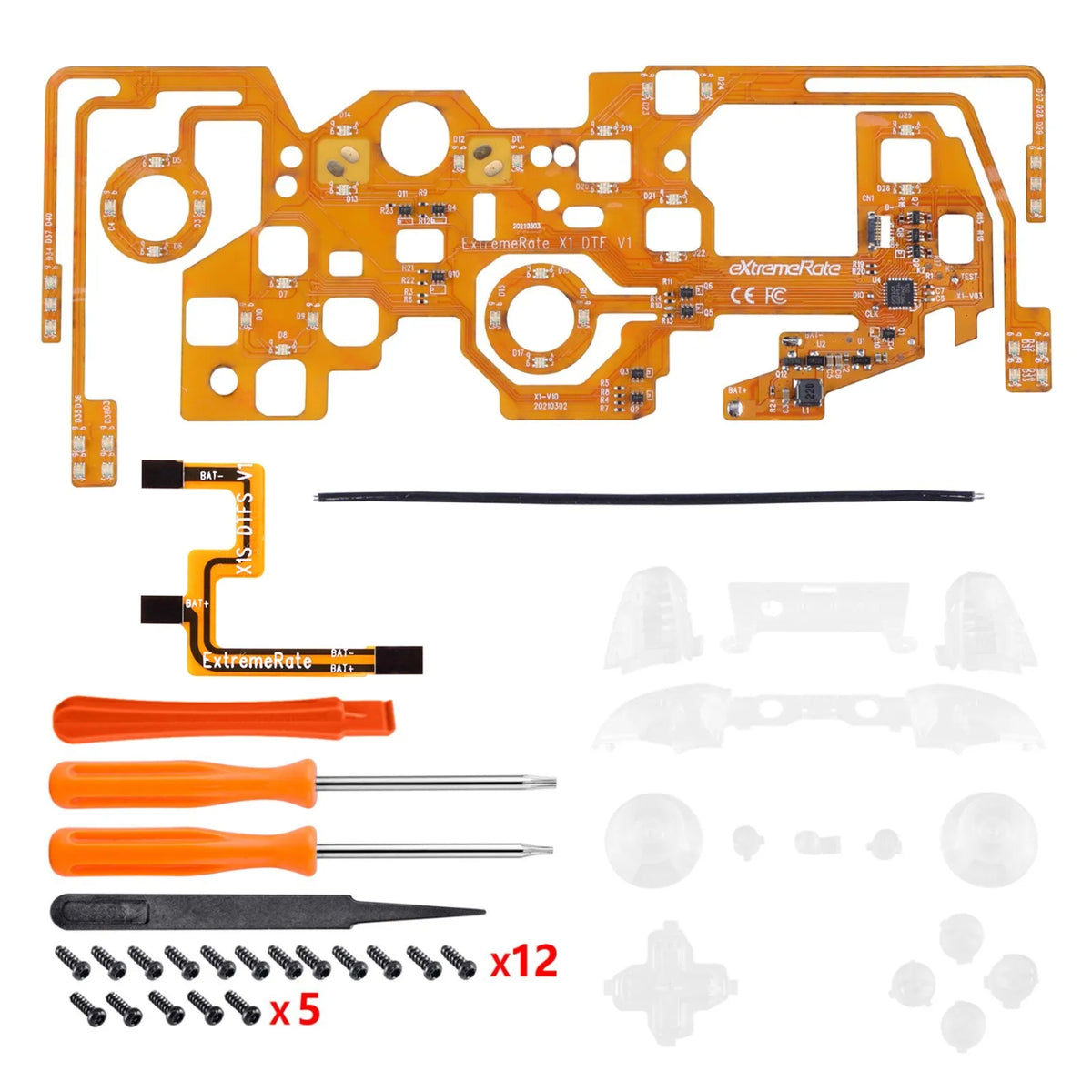 EXtremeRate Luminated DTFS (DTF 2,0) Kit LED para controlador Xbox One S/X, botones de acción de Thumbsticks y botones de símbolos clásicos