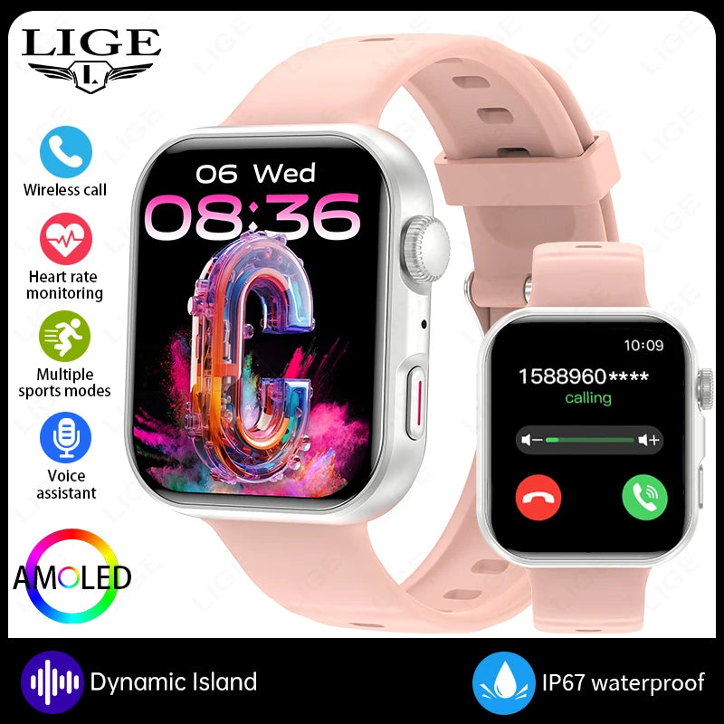 Reloj inteligente LIGE con pantalla HD de 1.83", para hombre y mujer, llamadas por Bluetooth, deportes, fitness, monitor de frecuencia cardíaca y oxígeno en sangre, smartwatch para hombre 2026