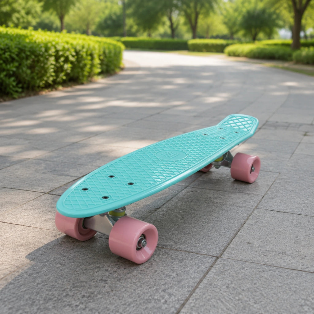 Mini patineta de 22 pulgadas, ligera, con forma acuática, plataforma de plástico PP, ideal para principiantes.