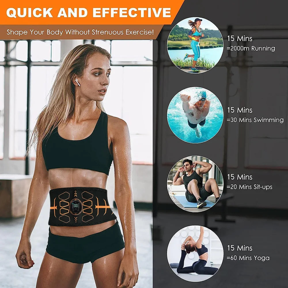 Tóner muscular cinturón tonificador Abdominal inteligente EMS Estimulador muscular Ab Trainer carga USB masajeador corporal equipo de Fitness para pérdida de peso