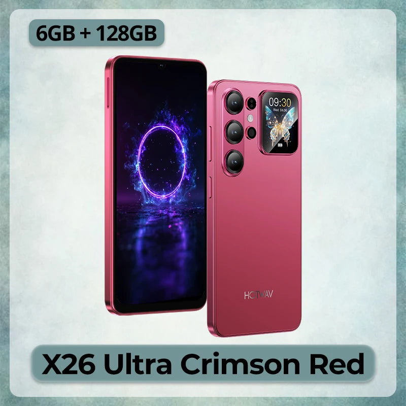 HOTWAV X26 Ultra Smartphone 6.75'' 120Hz Large Display Android 16 Cyber Island 13MP Camera Ultra-Thin Mobile Phone 6GB RAM 128GB ROM 5160mAh Battery 18W Fast Charging Lightweight Global Dual 4G Cellphone With Back Second Disp