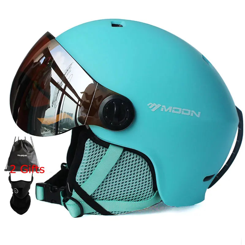 Casco de esquí MOON moldeado integralmente PC + EPS casco de esquí de alta calidad gafas deportes al aire libre esquí Snowboard monopatín cascos para hombre