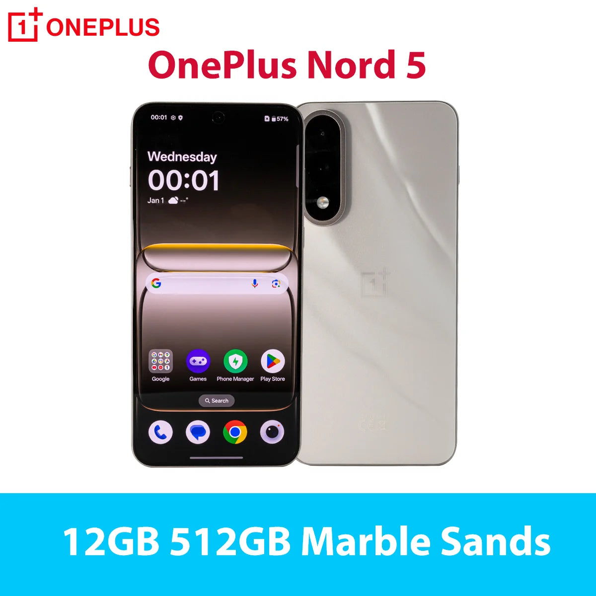 Nuevo smartphone OnePlus Nord 5 5G, Snapdragon™ 8s Gen 3, pantalla AMOLED de 6,83” a 144 Hz, 5200 mAh, 80 W SUPERVOOC, cámaras duales de 50 MP