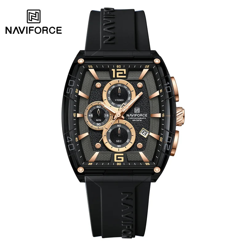 Reloj de moda para hombre de la mejor marca NAVIFORCE, cuarzo, correa de silicona, resistente al agua 50M, fecha, reloj de pulsera original para hombre 2025