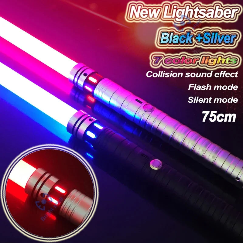 Juguete de sable de luz láser de metal, sable de luz RGB con 15 cambios de color, sonidos, efectos Force FX, FOC, juguete bláster, regalo de espada láser Jedi