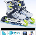 Zapatos de patín en línea intermitentes para niños, juego de patines de 4 ruedas con casco, codo, rodilleras para mujeres y hombres, zapatillas de patinaje al aire libre