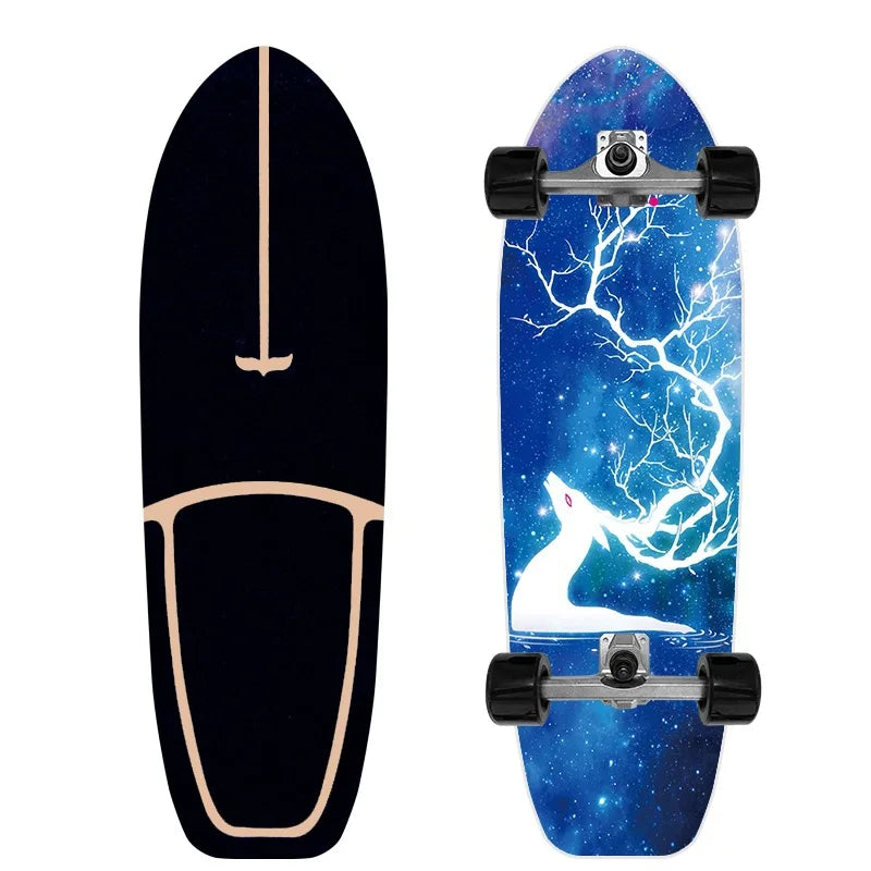 Patineta Profesional de Surf sobre Tierra de 32'' con Ejes de PU CX4, Tabla de Madera de Arce Multicapa sin Descenso para Niños y Adultos, Ideal para Principiantes y Práctica de Esquí