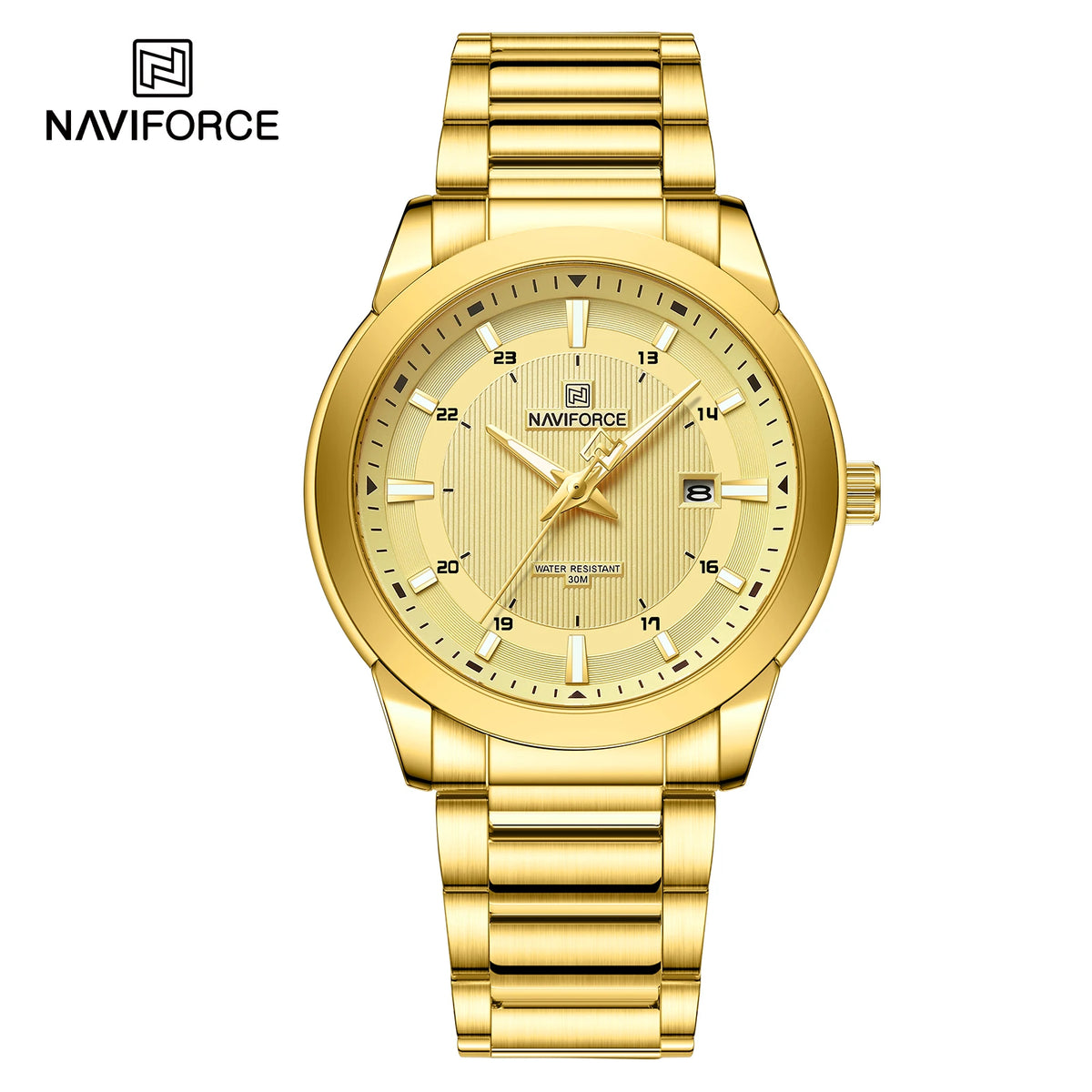 Reloj de pulsera de cuarzo NAVIFORCE de lujo para hombre, correa de acero inoxidable, reloj deportivo de moda, resistente al agua con calendario para hombre