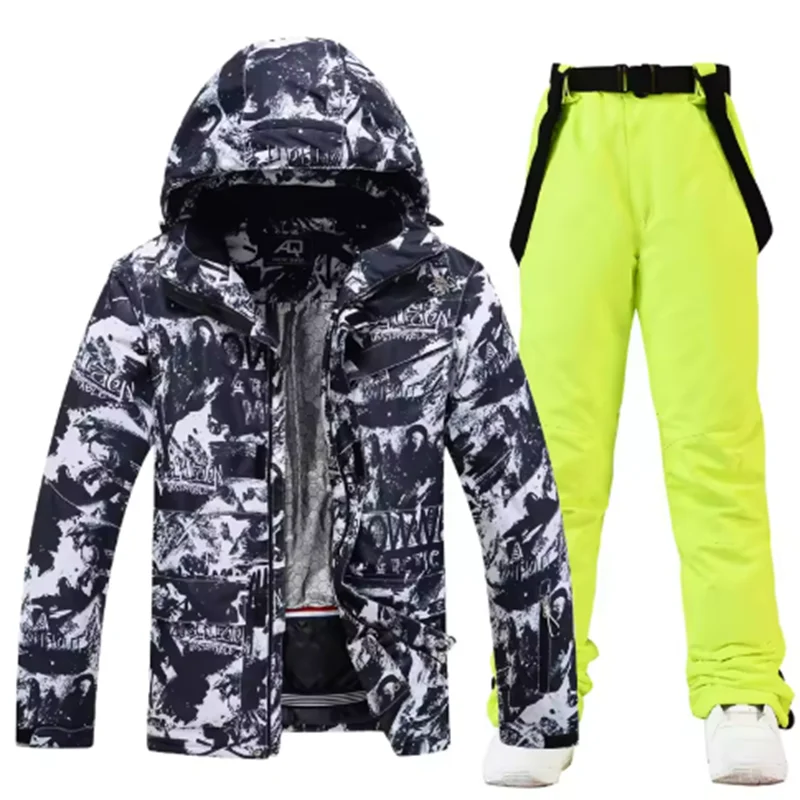 Traje de esquí colorido y cálido para hombre, ropa de snowboard, chaquetas de invierno, pantalones para hombre, ropa impermeable, disfraces de nieve,-30