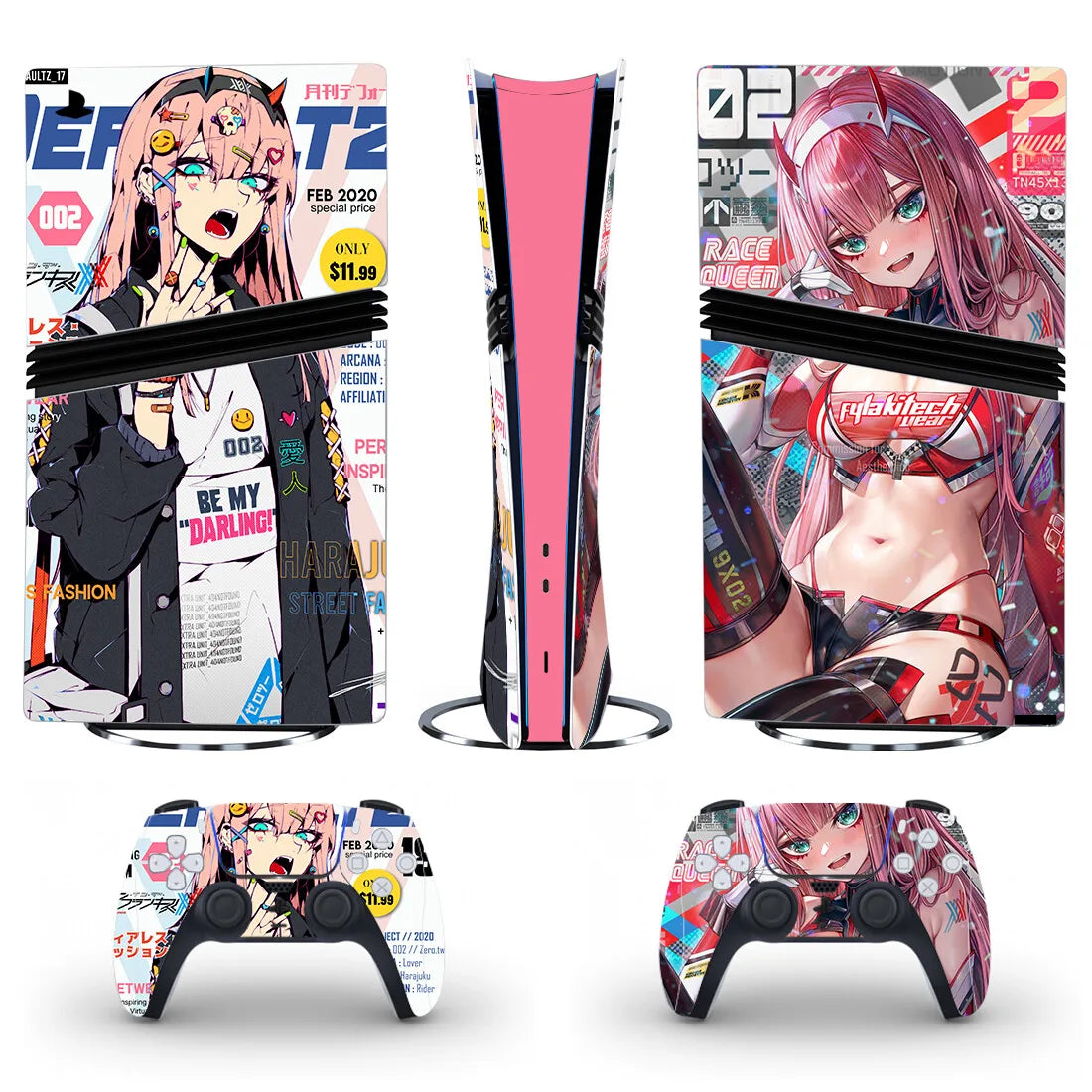Adhesivo de vinilo para consola y 2 mandos PS5 Pro Digital, diseño de chica anime kawaii