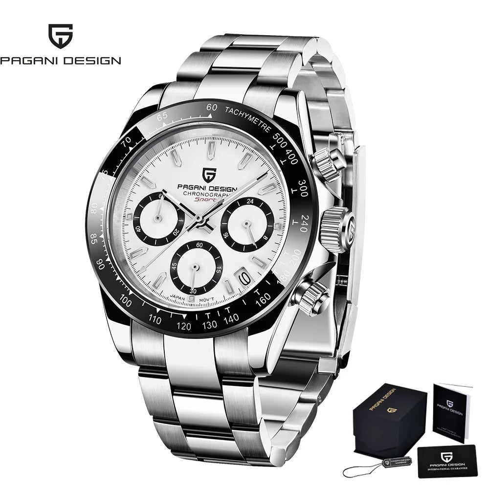 PAGANI Design Chronograph Quartz Watches Sports Sapphire Stainless Steel Waterproof watch for Men Reloj Hombre PD166