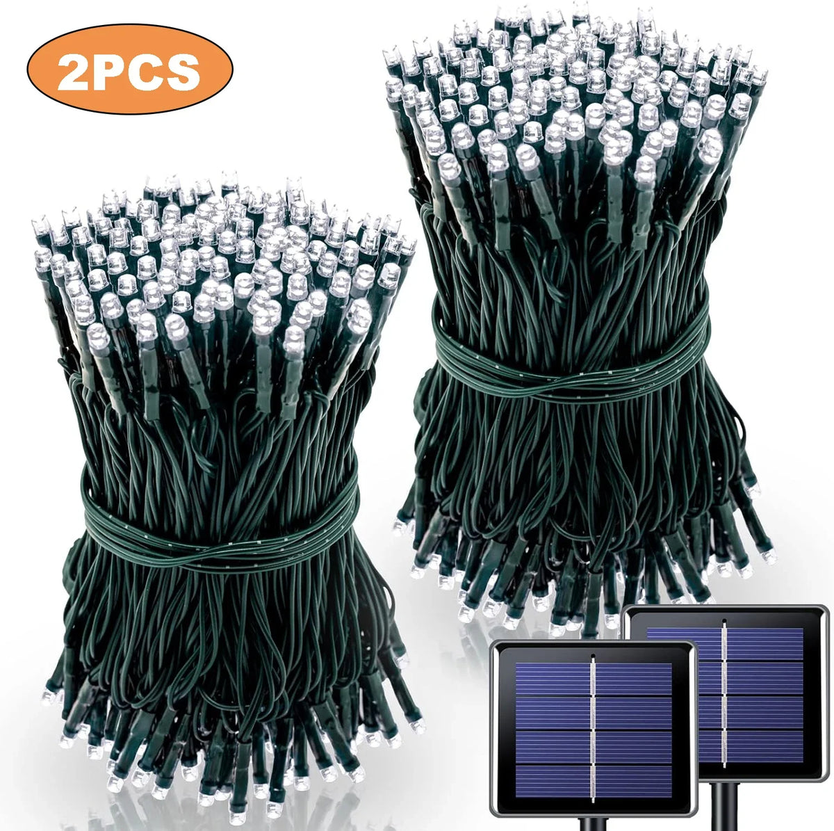 1/2pcs Solar String Lights 100 LED Waterproof 8 Lighting Modes for Courtyard Garden Tree Party Christmas Halloween Decorations