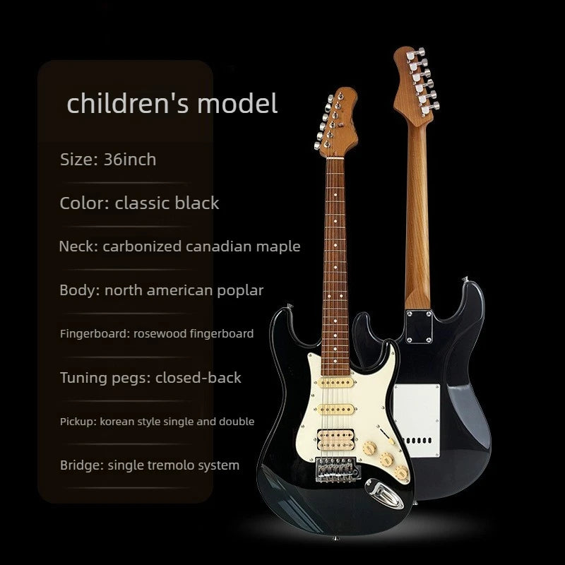 Guitarra Eléctrica para Niños de 36 Pulgadas, Guitarra Eléctrica de Práctica para Principiantes, Guitarra con Mástil de Madera Carbonizada, Instrumentos de Nivel Inicial