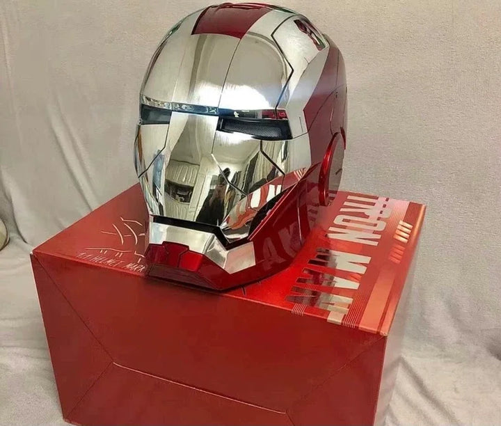Casco de Iron Man Jarvis Mk17 con control por voz, luces LED, modelo de colección de tamaño real, juguete para adultos, ideal como regalo de cumpleaños o Navidad.