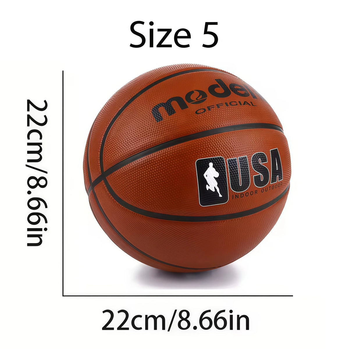 Balón de baloncesto oficial para adultos y adolescentes, color marrón, talla 4/5/6/7, balón de juego profesional de goma duradera para interiores y exteriores, 1 ud.